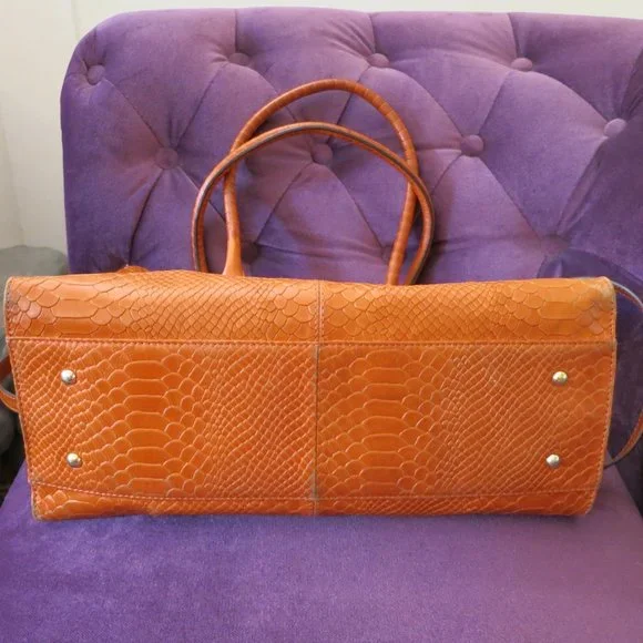Calvin Klein Leather Bag, Orange Crocodile pattern - Picture 8 of 11